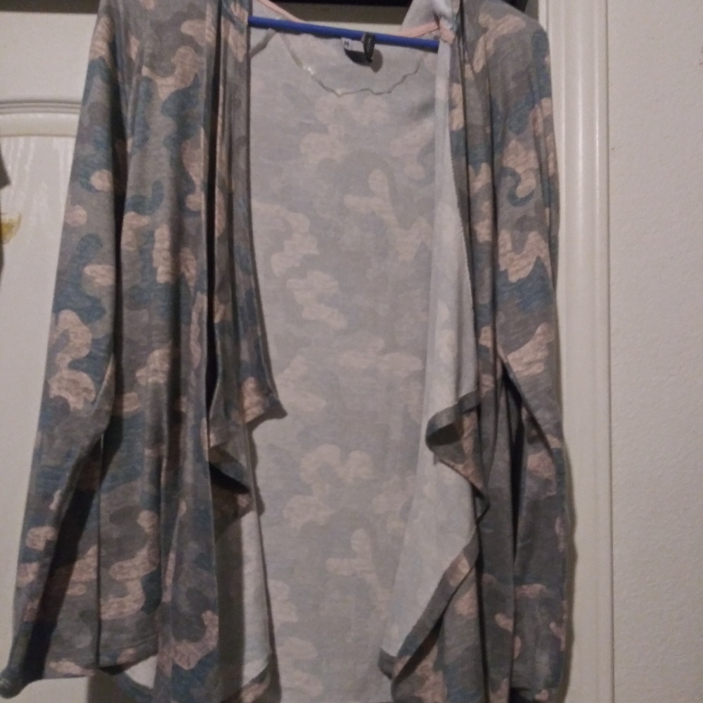 Pink and green camouflage cardigan